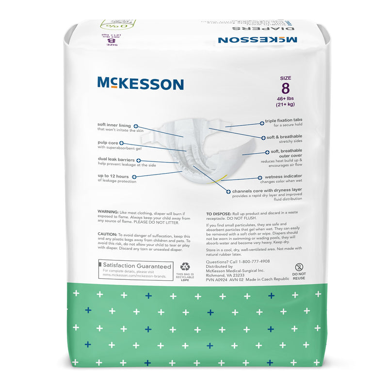 McKesson Unisex Youth Incontinence Brief Size 8 Disposable Heavy Absorbency (1261981_BG) 20/BG