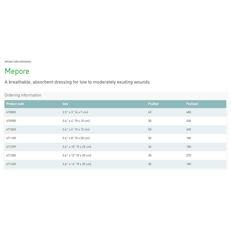 Mepore® Composite Dressing 2-1/2 X 3 Inch Rectangle Sterile (324383_EA) 1/EA