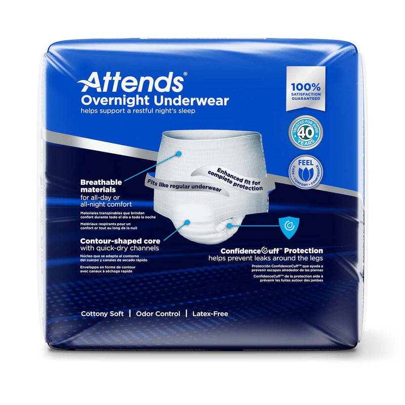 Attends® Overnight Unisex Adult Absorbent Underwear Pull On with Tear Away Seams X-Large Disposable Heavy Absorbency (830767_BG) 12/BG