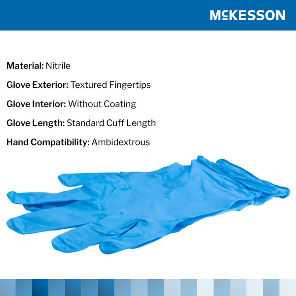 McKesson Confiderm® 4.5C Exam Glove Small NonSterile Nitrile Standard Cuff Length Textured Fingertips Blue Chemo Tested (921602_CS) 1000/CS