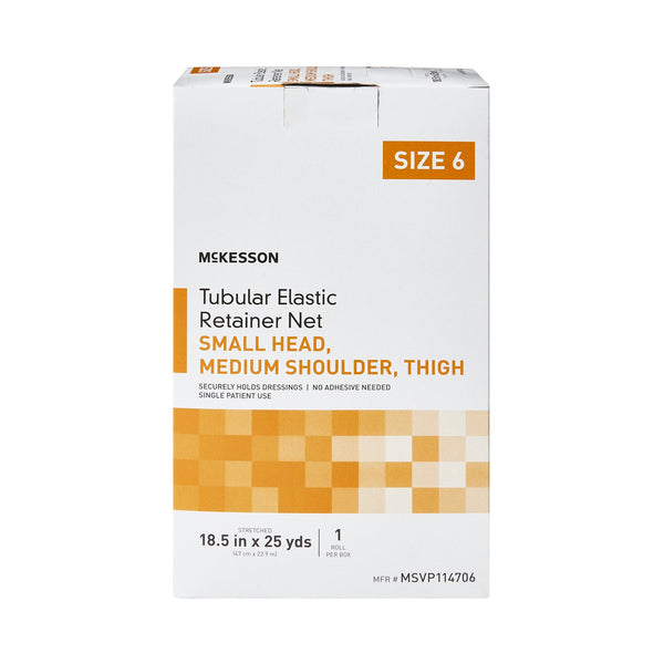 McKesson Elastic Net Retainer Dressing Tubular Elastic 18-1/2 Inch X 25 Yard (47 cm X 22.9 m) Size 6 White Small Head / Medium Shoulder / Thigh NonSterile (1113350_CS) 10/CS