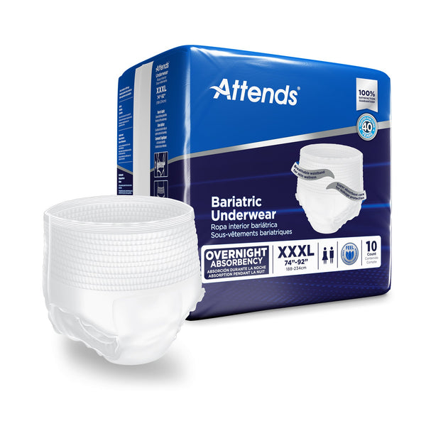 Attends® Bariatric Unisex Adult Absorbent Underwear Pull On with Tear Away Seams 3X-Large Disposable Heavy Absorbency (1184056_CS) 40/CS