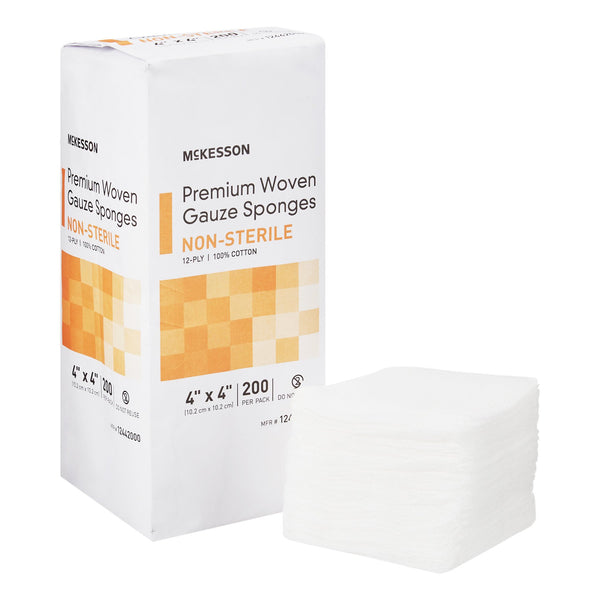 McKesson Gauze Sponge 4 X 4 Inch 12-Ply NonSterile 200 per Pack (446042_CS) 2000/CS