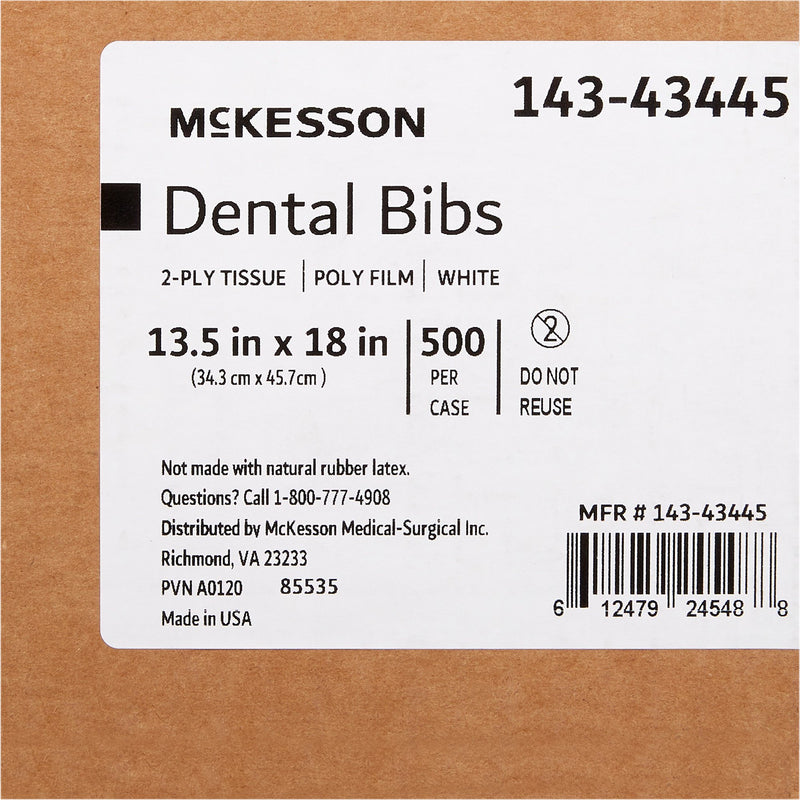 McKesson Dental Bib 13-1/2 X 18 Inch White NonSterile (1149886_CS) 500/CS