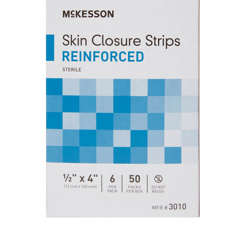 McKesson Skin Closure Strip 1/2 X 4 Inch Nonwoven Material Reinforced Strip White (876309_PK) 1/PK