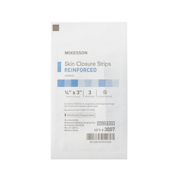 McKesson Skin Closure Strip 1/4 X 3 Inch Nonwoven Material Reinforced Strip White (876306_BX) 50/BX