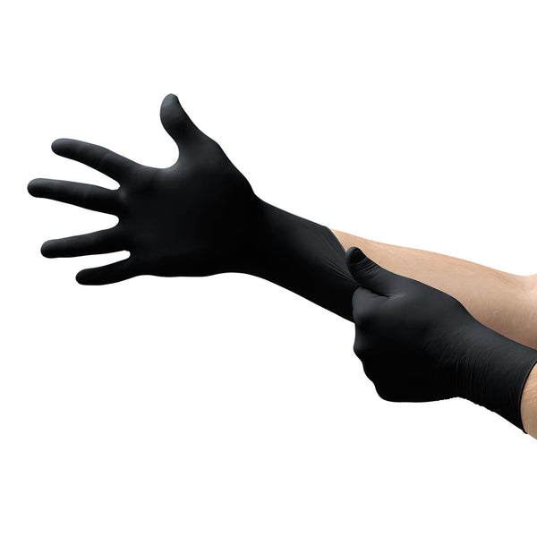 MICROFLEX® MidKnight™ Exam Glove Small NonSterile Nitrile Standard Cuff Length Fully Textured Black Fentanyl Tested (688020_BX) 1/BX