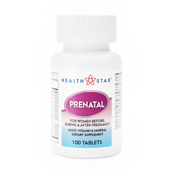 HEALTHSTAR® Prenatal Vitamin Supplement Tablet 100 per Bottle (556973_CS) 12/CS