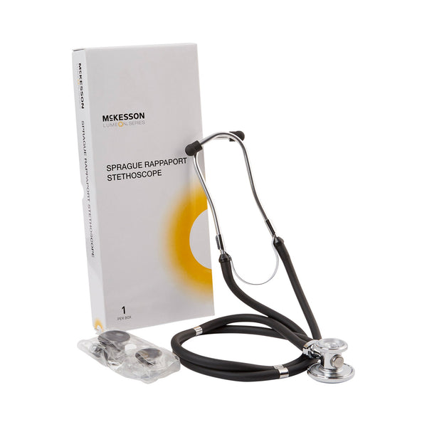 McKesson LUMEON™ Sprague Stethoscope Black 2-Tube 22 Inch Tube Double Sided Chestpiece (363729_EA) 1/EA