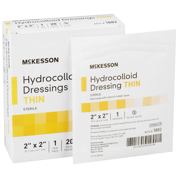 McKesson Thin Hydrocolloid Dressing Film Backing 2 X 2 Inch Square Hydrocolloid (882980_CS) 400/CS