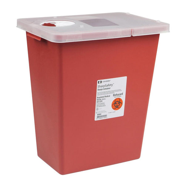 SharpSafety™ Sharps Container Red Base 17-1/2 H X 15-1/2 W X 11 D Inch Vertical Entry 8 Gallon (150719_CS) 10/CS