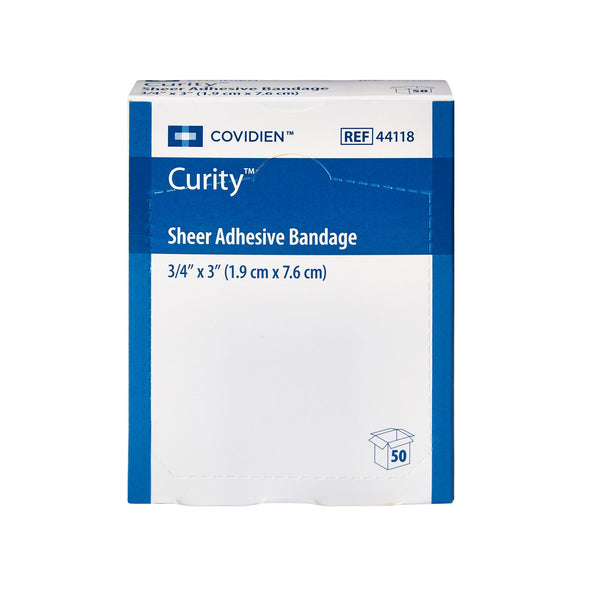 Curity™ Adhesive Strip 3/4 X 3 Inch Plastic Rectangle Sheer Sterile (735146_CS) 3600/CS