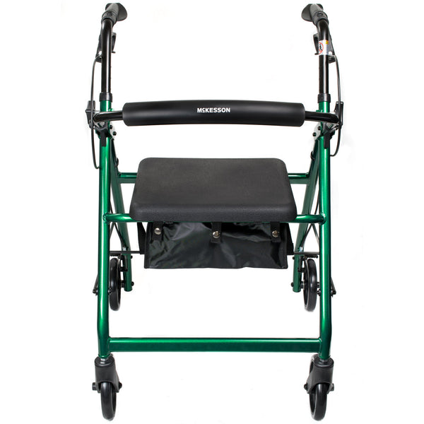 McKesson 4 Wheel Rollator Green Adjustable Height / Folding Aluminum Frame (1065265_EA) 1/EA