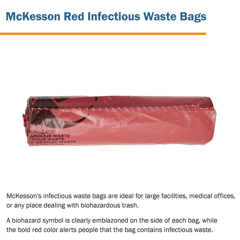 McKesson Biohazard Waste Bag Biohazard Symbol / Infectious Waste 40 to 45 gal. Red 40 X 46 Inch (315631_CS) 100/CS