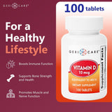 Geri-Care® Vitamin Supplement Vitamin D3 400 IU Strength Tablet 100 per Bottle (682942_CS) 12/CS