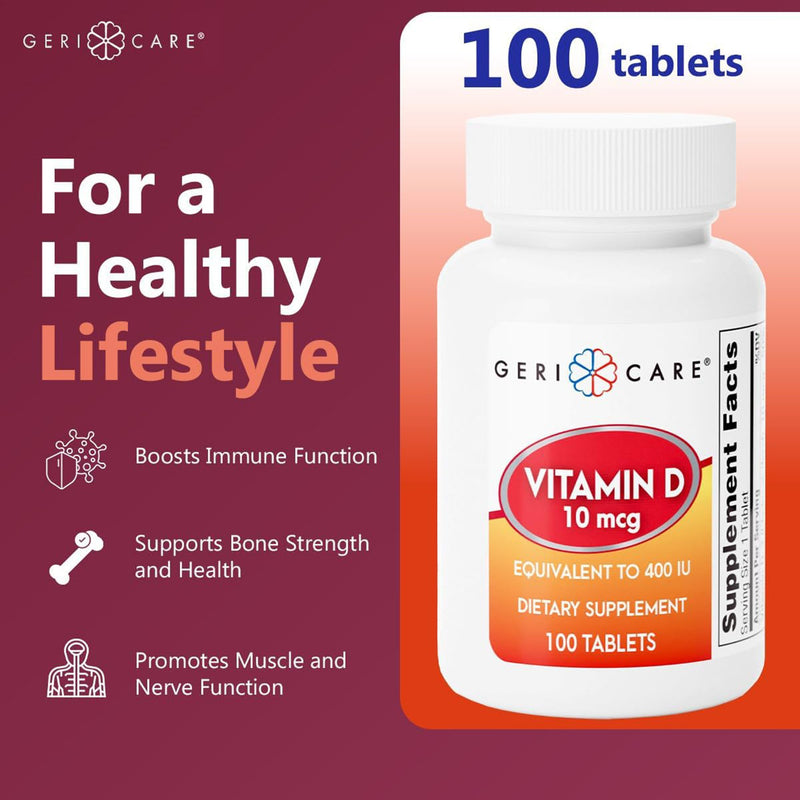 Geri-Care® Vitamin Supplement Vitamin D3 400 IU Strength Tablet 100 per Bottle (682942_BT) 1/BT