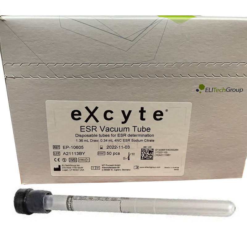 Excyte® Vacuum Tube Venous Blood Collection Tube Sodium Citrate Additive 1.36 mL Conventional Closure Plastic Tube (723775_BX) 50/BX