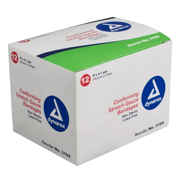 Dynarex® Conforming Bandage 4 Inch X 4.1 Yard 1-Ply NonSterile 12 per Pack (691354_BX) 12/BX