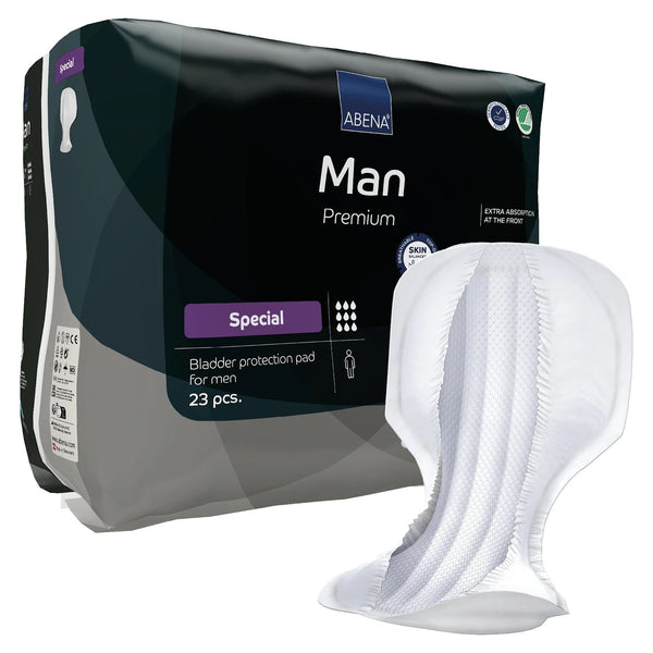 Abena® Premium Man Special Bladder Control Pad 14.5 X 28.7 Inch Heavy Absorbency Fluff / Polymer Core One Size Fits Most (1218244_PK) 23/PK
