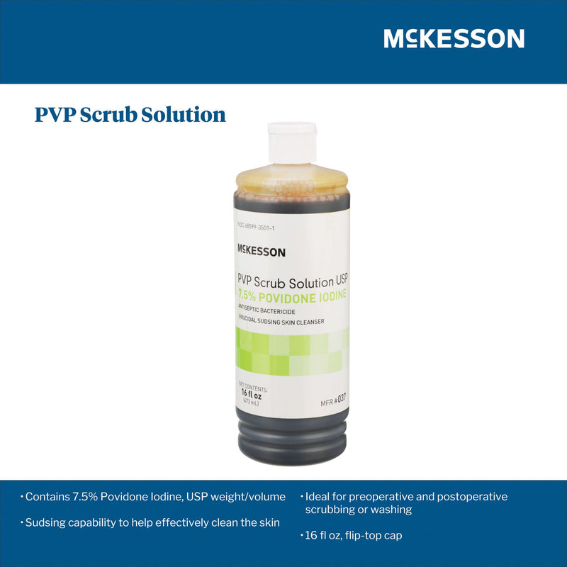 McKesson Surgical Scrub Solution 16 oz. Flip-Top Bottle 7.5% Strength Povidone-Iodine NonSterile (911741_EA) 1/EA