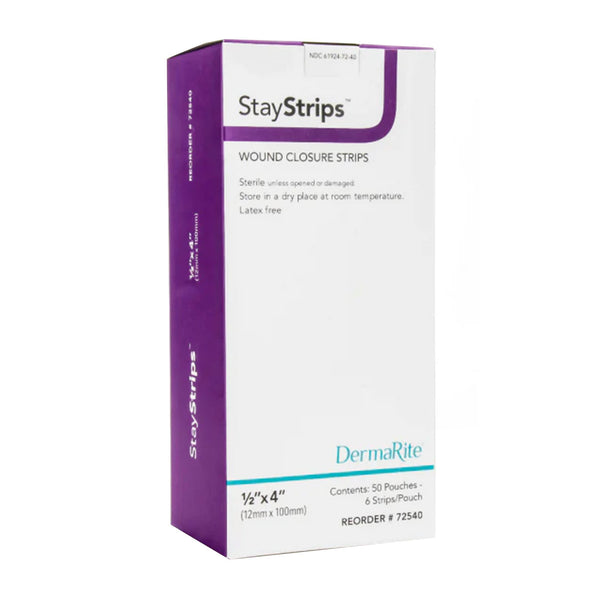 StayStrips® Skin Closure Strip 1/2 X 4 Inch Nonwoven Material Flexible Strip White (946749_EA) 1/EA