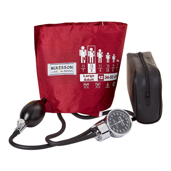 McKesson LUMEON™ Aneroid Sphygmomanometer Unit Large Adult Cuff Nylon Cuff 34 - 50 cm Pocket Aneroid (803184_CS) 20/CS