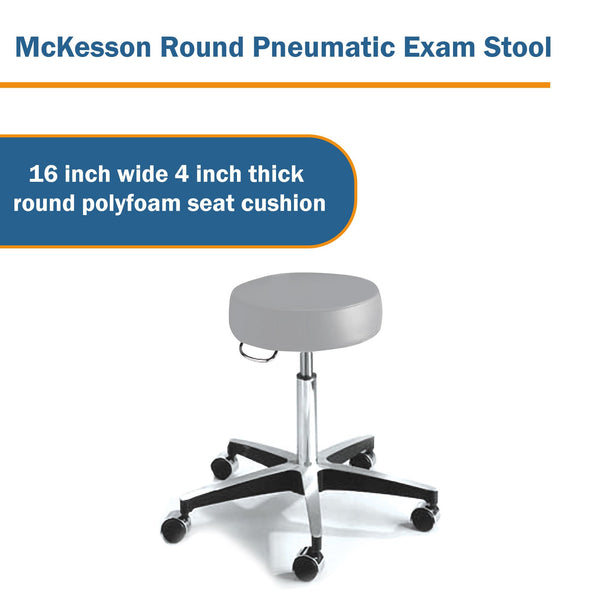 McKesson Exam Stool Backless Pneumatic Height Adjustment 5 Casters Clamshell (407031_EA) 1/EA