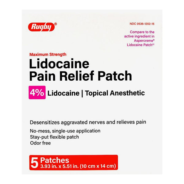 Major Pharmaceuticals Topical Pain Relief 4% Strength Lidocaine Patch 5 per Box (1218093_CT) 5/CT