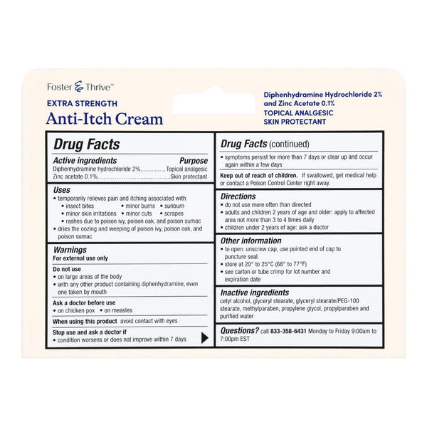 Foster & Thrive™ Itch Relief 2% - 0.1% Strength Cream 1 oz. Tube (1244993_EA) 1/EA