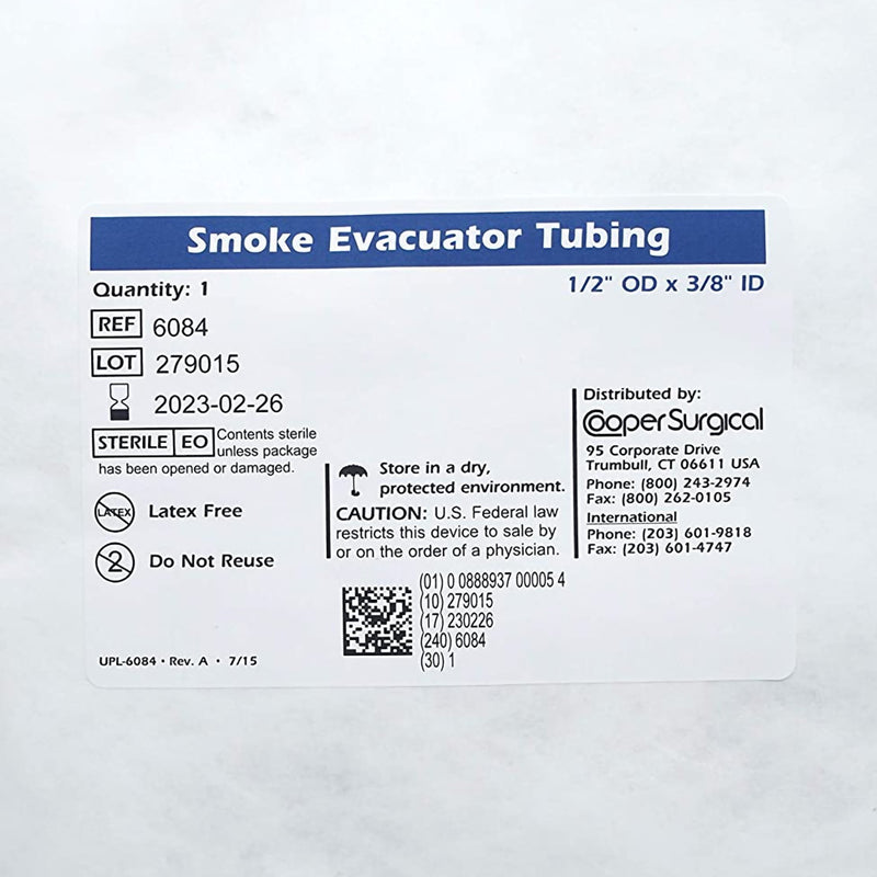 Cooper Surgical Tubing Set 3/8 ID X 1/2 OD Inch, 6 Foot L, with 3/16 ID X 1/4 OD Inch, 9 Foot L DSE Tube (425027_BX) 10/BX
