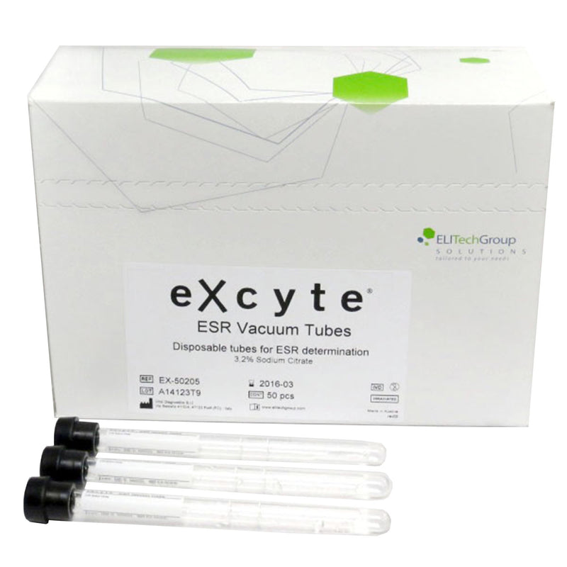 Excyte® Vacuum Tube Venous Blood Collection Tube Sodium Citrate Additive 1 mL Conventional Closure Glass Tube (958114_BX) 50/BX