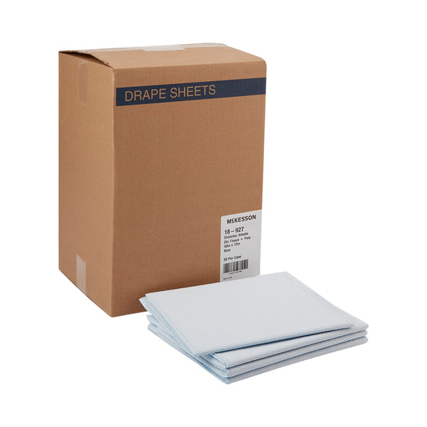 McKesson Stretcher Sheet Flat 40 W X 72 L Inch Blue 50% Cellulose Tissue / 50% Polyethylene Film Disposable (149173_CS) 50/CS