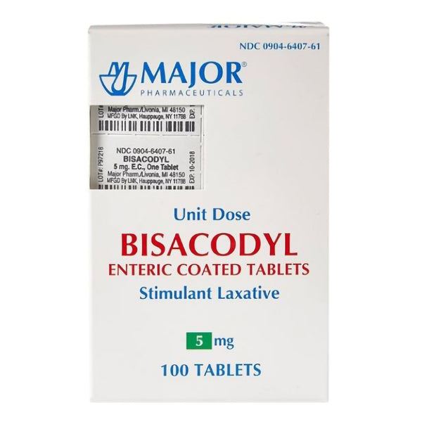 Major® Laxative Tablet 100 per Bottle 5 mg Strength Bisacodyl USP (952191_BX) 100/BX