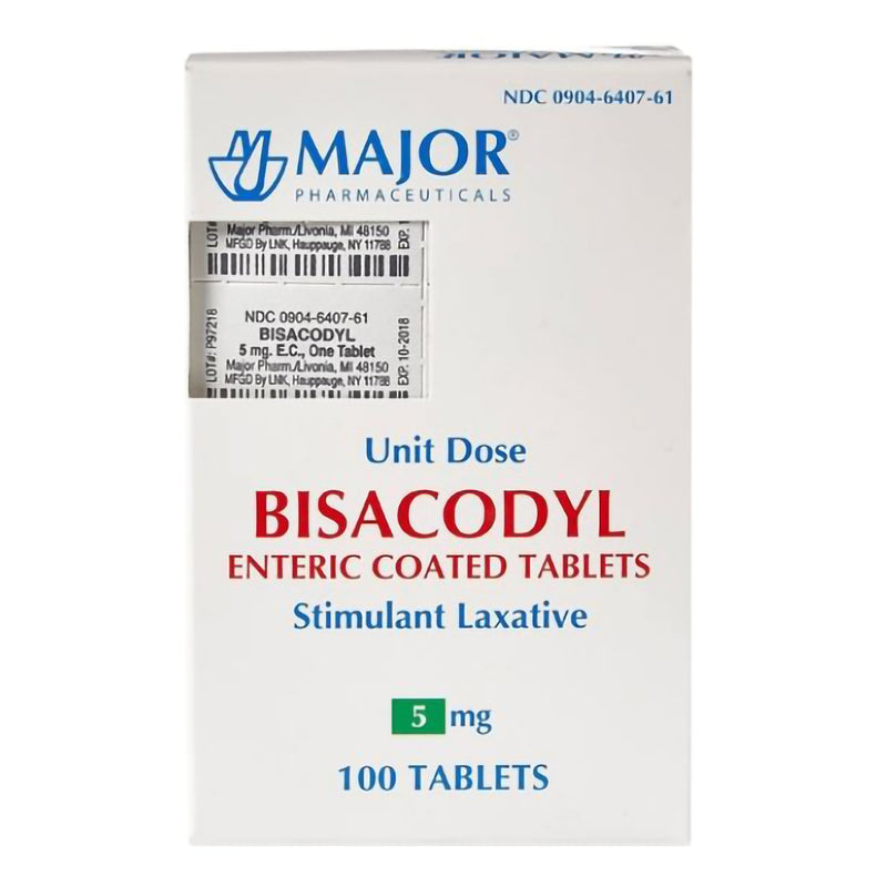 Major® Laxative Tablet 100 per Bottle 5 mg Strength Bisacodyl USP (952191_BX) 100/BX
