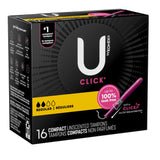 U by Kotex® Click® Tampon Regular Absorbency Plastic Applicator Individually Wrapped (1184198_PK) 16/PK