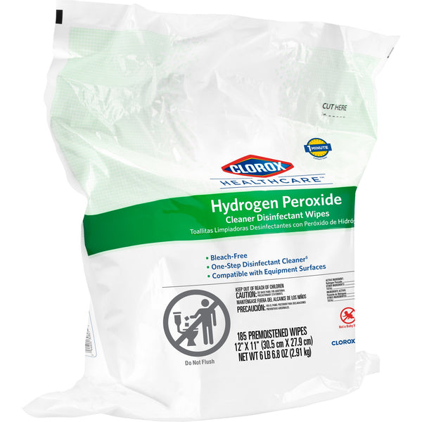 Clorox Healthcare® Surface Disinfectant Cleaner Premoistened Hydrogen Peroxide Based Manual Pull Wipe 185 Count Pouch Unscented NonSterile (800194_CT) 1/CT