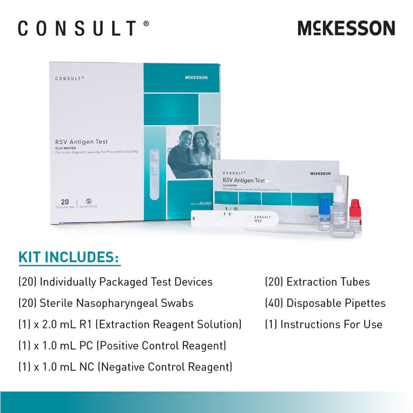 McKesson Consult™ Respiratory Test Kit RSV 20 Tests CLIA Waived (1254619_KT) 20/KT