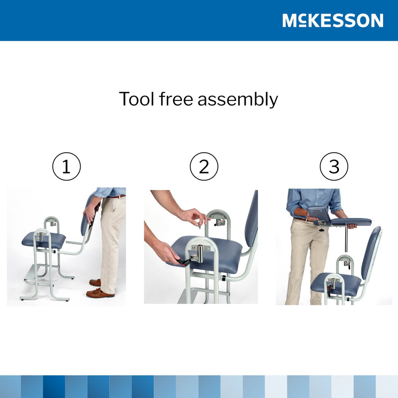 McKesson Blood Drawing Chair 1 Fixed Armrest, 1 Flip Up Armrest Blue (485280_EA) 1/EA