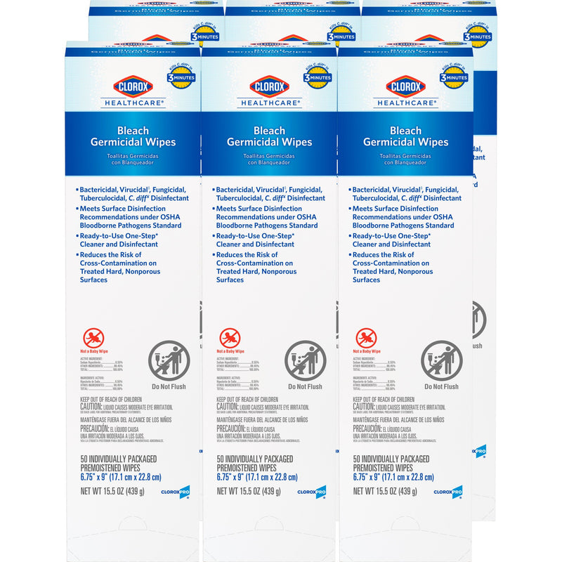 Clorox Healthcare® Surface Disinfectant Premoistened Germicidal Manual Pull Wipe 50 Count Individual Packet Fruity Floral Bleach Scent NonSterile (996100_CT) 50/CT