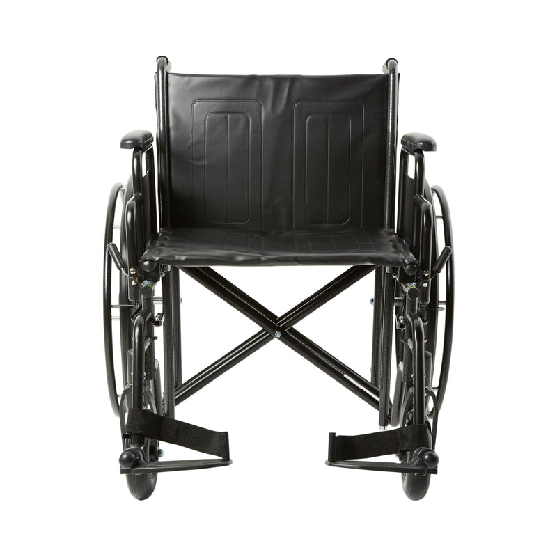 McKesson Bariatric Wheelchair Dual Axle Desk Length Arm Swing-Away Footrest Black Upholstery 22 Inch Seat Width Adult 450 lbs. Weight Capacity (1065280_EA) 1/EA