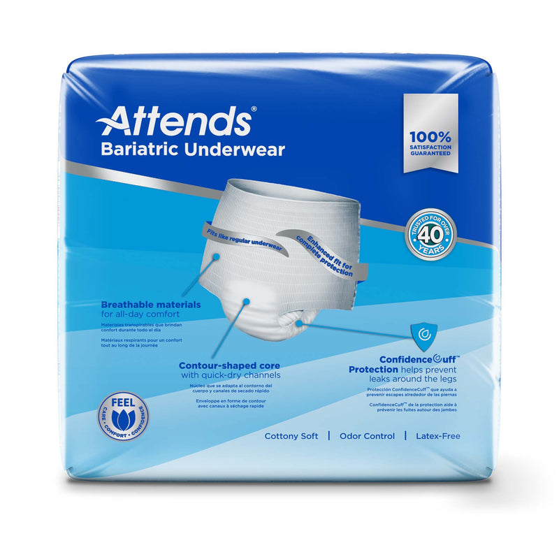 Attends® Bariatric Unisex Adult Absorbent Underwear Pull On with Tear Away Seams 2X-Large Disposable Heavy Absorbency (950228_BG) 12/BG