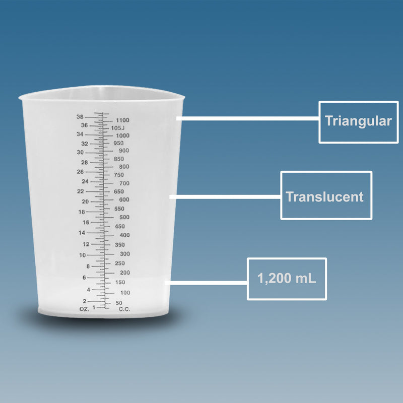 Plasti-Grad® Graduated Beaker Triangular Polypropylene 1,200 mL (320504_CS) 200/CS