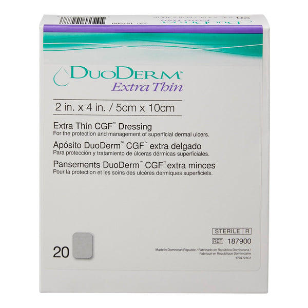 DuoDERM® Extra Thin CGF® Thin Hydrocolloid Dressing Film Backing 2 X 4 Inch Rectangle Hydrocolloid / Film (205196_BX) 20/BX