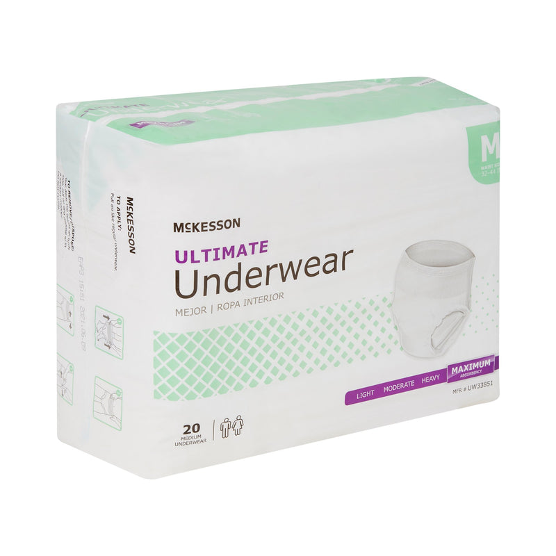 McKesson Unisex Adult Absorbent Underwear Pull On with Tear Away Seams Medium Disposable Heavy Absorbency (1123835_CS) 80/CS