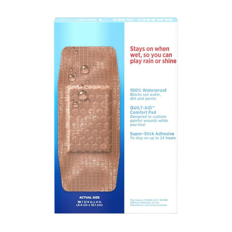 Band-Aid® Water Block® Tough Strips™ XL Adhesive Strip 1-3/4 X 4 Inch Plastic Rectangle Tan Sterile (1228803_BX) 10/BX