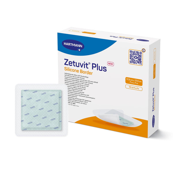 Zetuvit® Plus Silicone Border Super Absorbent Dressing Silicone Adhesive 7 X 7 Inch Square (1242908_EA) 1/EA