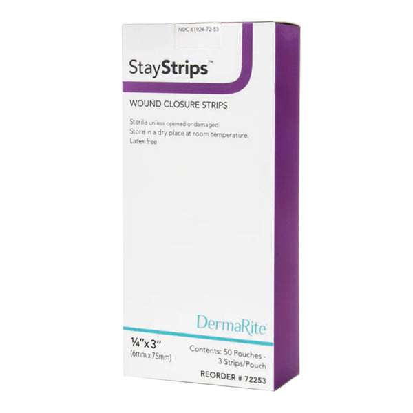 StayStrips® Skin Closure Strip 1/4 X 3 Inch Nonwoven Material Flexible Strip White (946747_BX) 50/BX