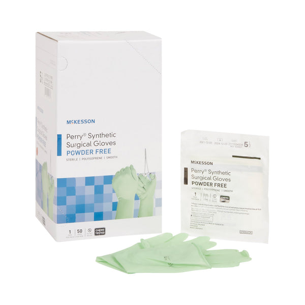McKesson Perry® Performance Plus Surgical Glove Size 5.5 Sterile Polyisoprene Standard Cuff Length Smooth Green Chemo Tested (1044719_BX) 50/BX