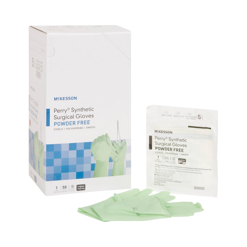 McKesson Perry® Performance Plus Surgical Glove Size 5.5 Sterile Polyisoprene Standard Cuff Length Smooth Green Chemo Tested (1044719_BX) 50/BX