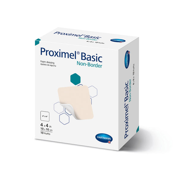 Proximel® Basic Non-Border Foam Dressing 4 X 4 Inch Without Border Waterproof Film Backing Nonadhesive Square Sterile (1244253_BX) 10/BX